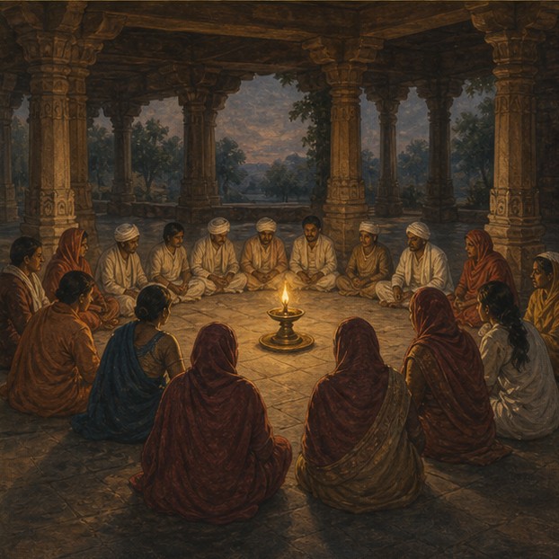 Symbolic group illustration used while an approved visual record for Satyakka is researched.